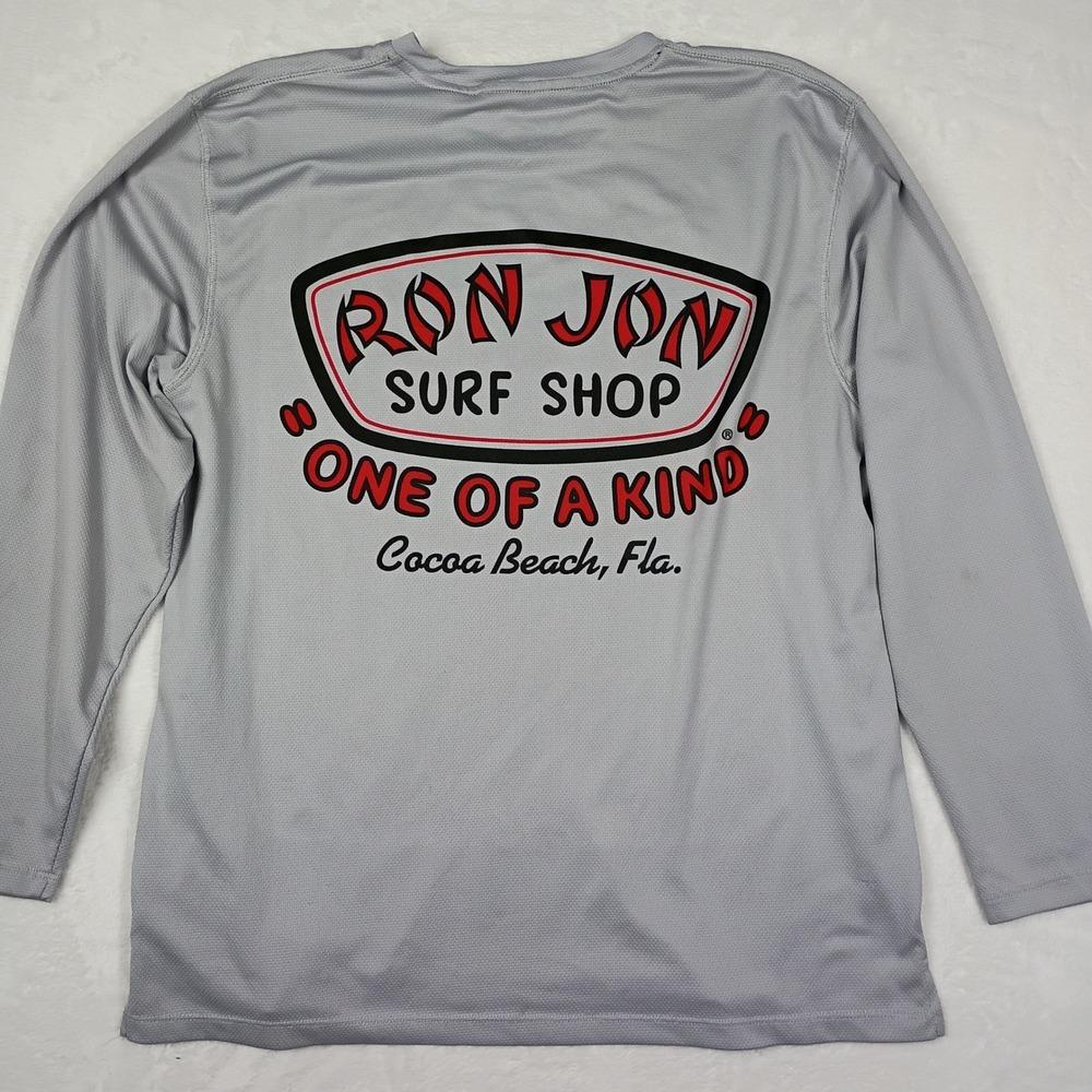 Ron Jon Surf Shop Cocoa Beach Performance Long Sleeve Shirt Gray Mens Large